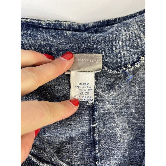 Vintage Tall Acid Washed Long Sleeve Drawstring Jean Jumpsuit USA - Picture 3 of 10